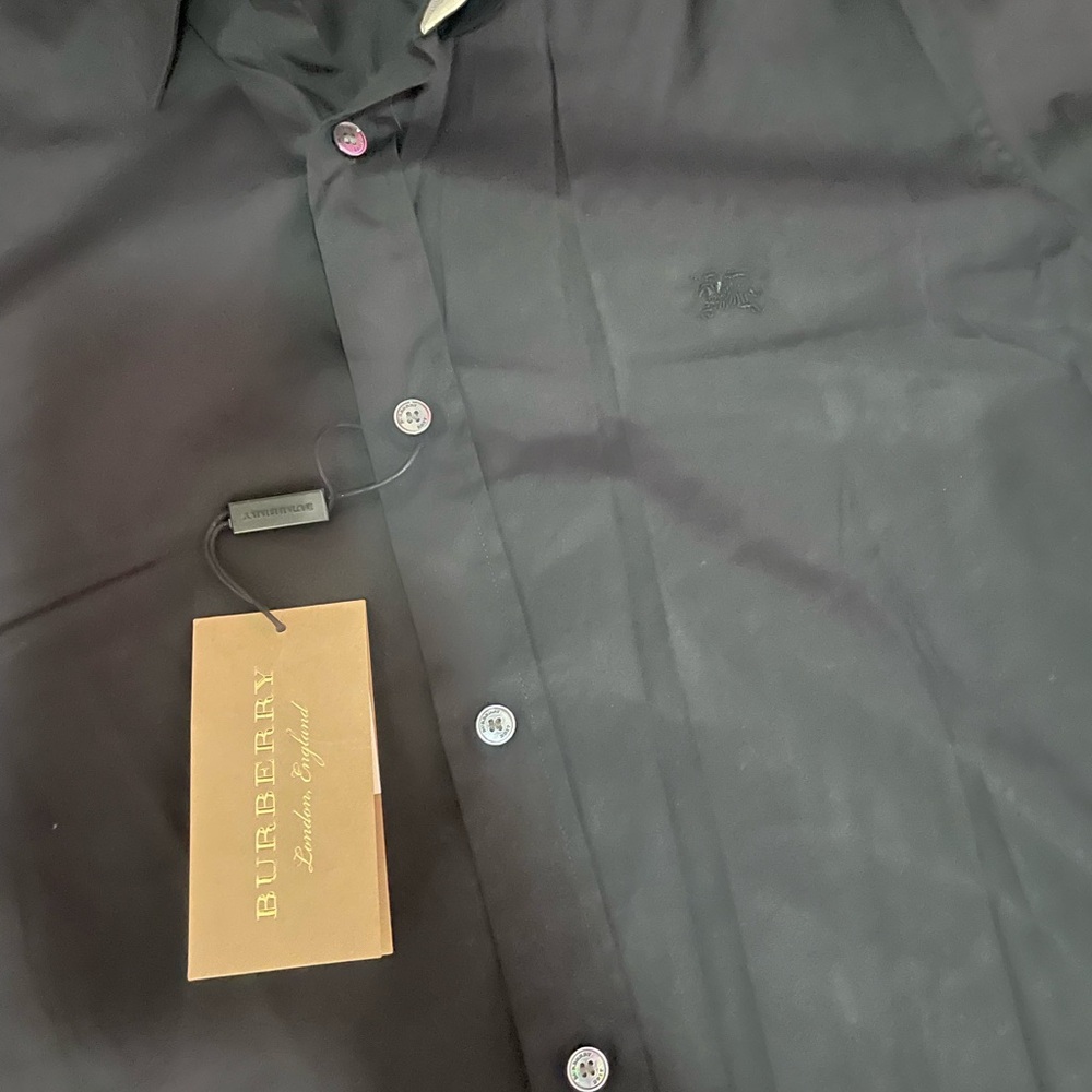 Burberry Men's Black Cotton Shirt Sz L - Picture 8 of 9